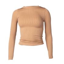 Blusa Feminina Blue Rose Malha Canelada Gola Careca Nude Blusa Feminina Blue Rose Malha Canelada Gola Careca Nude