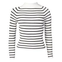 Blusa Feminina Blue Rose Malha Listras Branco/Preto