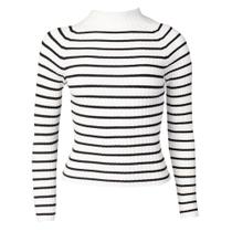 Blusa Feminina Blue Rose Malha Listras Branco/Preto