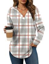 Blusa feminina Bofell, manga comprida, decote em V, casual, Halloween M