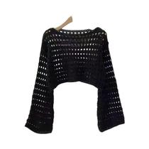 Blusa Feminina Boho De Crochê Com Manga Longa, Top Curto De Verão Para Praia, Saída De Praia, Blusa Feminina Boho De Crochê Com Manga Longa, Top Curto De Verão Para Praia, Saída De Praia,