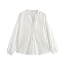 Blusa Feminina Bordada com Manga Comprida - Top Chique com Botões Blusa Feminina Bordada com Manga Comprida - Top Chique com Botões
