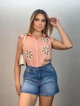 Blusa Feminina Bordada Flor Exclusiva Essencial