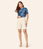 Blusa Feminina Box Estampada Gola Chaminé Endless Azul Blusa Feminina Box Estampada Gola Chaminé Endless Azul