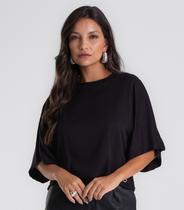Blusa Feminina Box Manga Ampla Viscose Endless Preto Blusa Feminina Box Manga Ampla Viscose Endless Preto
