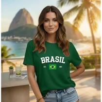 Blusa Feminina Brasil Camiseta Copa Do Mundo Camisa T-shirt 100% Algodão estilosa moda casual