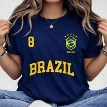 Blusa Feminina Brasil Camiseta Hexa T-shirt Torcedor Manga Curta Algodão
