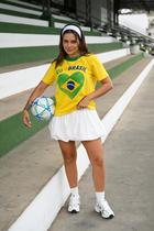 Blusa Feminina Brasil Copa Malha Confortável Torcedora Verde e Amarela Blusa Feminina Brasil Copa Malha Confortável Torcedora Verde e Amarela