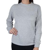 Blusa Feminina Bruna e Bia Tricot ML Cinza Claro - 22075