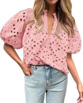 Blusa feminina BTFBM, casual, de verão, vazia, rosa