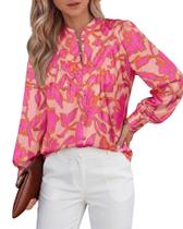 Blusa feminina BTFBM casual, primavera 2026, floral, decote em V Blusa feminina BTFBM casual, primavera 2026, floral, decote em V
