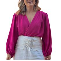 Blusa Feminina Bulfante Solta Plus Size Decote V Elegante - Nany