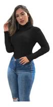 Blusa Feminina Cacharrel Canelada Tricot Gola Alta Grossa Blusa Feminina Cacharrel Canelada Tricot Gola Alta Grossa