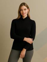 Blusa feminina Cacharrel Gola Alta elegante Manga comprida confortável