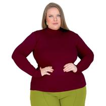Blusa feminina cacharrel gola redonda fechada basica manga longa solida segunda pele casual segunda pele viscolycra sueter slim e plus size 40 ao 62