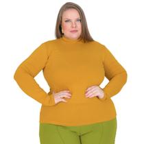 Blusa feminina cacharrel gola redonda fechada basica manga longa solida segunda pele casual segunda pele viscolycra sueter slim e plus size 40 ao 62