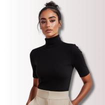 Blusa Feminina Cacharrel Justa Manga Curta Gola Alta Basica Blusa Feminina Cacharrel Justa Manga Curta Gola Alta Basica