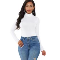 Blusa Feminina Cacharrel Justa Manga Longa Gola Alta Basica Frio