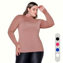 Blusa Feminina Cacharrel Plus Size Lycra Suplex Básica Gola