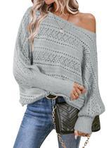 Blusa feminina Cakulo, sem ombro, outono de 2024, cinza L Blusa feminina Cakulo, sem ombro, outono de 2024, cinza L