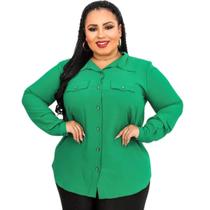 Blusa Feminina Camisa Social Casual Manga Longa Plus Size