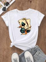 Blusa Feminina Camiseta Tshirt Básica Moda Algodão Premium Estampa Cartas Baralho - MMStore