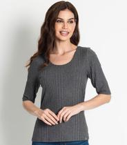 Blusa Feminina Canelada Básica Rovitex Cinza - Premium