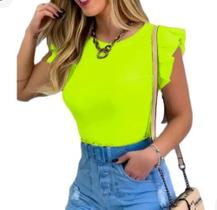 Blusa feminina canelada cavada babado moda fashion