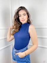 Blusa feminina canelada cavada gola alta moda exclusiva