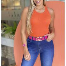 Blusa feminina canelada nadadora moda estilo