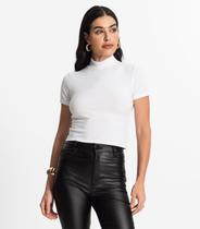 Blusa Feminina Canelada Viscose Manga Curta Select Branco