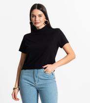 Blusa Feminina Canelada Viscose Manga Curta Select Preto