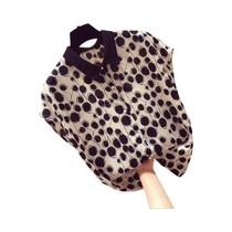 Blusa Feminina Casual de Bolinhas - Manga Curta Batwing e Gola Peter Pan