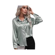 Blusa Feminina Casual de Cetim Multicolorida - Slim Fit, Elegante e Vintage