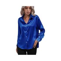 Blusa Feminina Casual de Cetim Multicolorido - Slim Fit, Elegante e Vintage