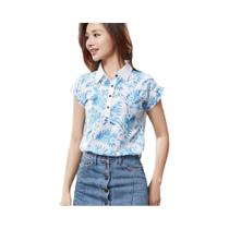 Blusa Feminina Casual de Chiffon - Manga Curta, Estampada e Gola Solta - Primavera/Verão