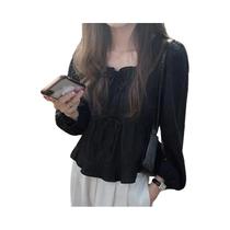 Blusa Feminina Casual de Linho e Algodão - Manga Longa, Renda e Estilo Coreano
