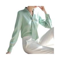 Blusa Feminina Casual de Manga Comprida - Gola Gravata Borboleta - Primavera/Outono