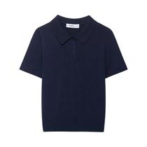 Blusa Feminina Casual De Tricô Com Gola Polo E Manga Curta Para Escritório - Blusas Chiques