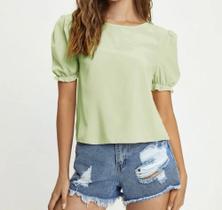 Blusa feminina casual manga 3/4 babado fashion