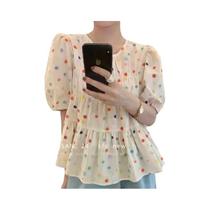Blusa Feminina Casual Solta De Manga Curta Com Estampa De Bolinhas, Elegante Top De Verão 1975