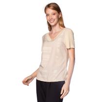 Blusa Feminina Cativa Estampada Gola V Creme