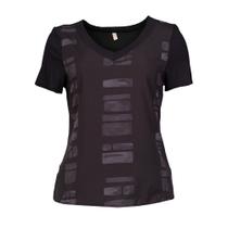 Blusa Feminina Cativa Estampada Gola V Preto
