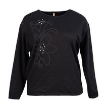 Blusa Feminina Cativa Plus Size Moletom com Pérolas Preto Blusa Feminina Cativa Plus Size Moletom com Pérolas Preto