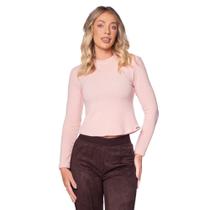 Blusa Feminina Cativa Tricot Mesclado Rosa Claro