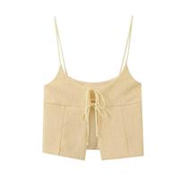 Blusa Feminina Chique com Alça Espaguete, Renda e Costura Aberta - Top Curto com Pregas