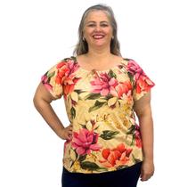 Blusa Feminina Ciganinha Manga Curta Estampada