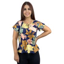 Blusa Feminina Ciganinha Manga Curta Estampada Regular