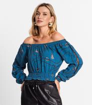 Blusa Feminina Ciganinha Manga Longa Endless Azul