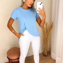 Blusa Feminina Cobre Bumbum Transpassada, envelope Alongada, Mullet Disfarça Barriga Malha Vi